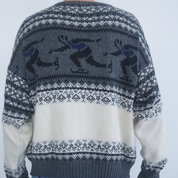 Vintage Knit Winter Speed Skater Outdoor Crewneck Sweater XL - Picture 2 of 12